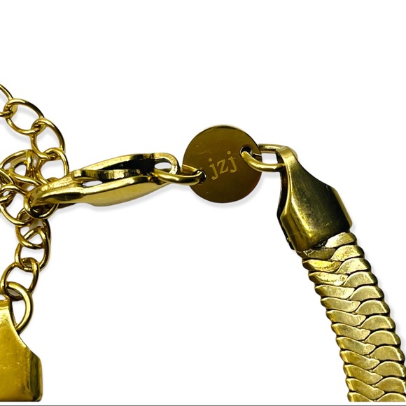 NEW Jennifer Zeuner Chain Herringbone 14K Gold-Plated Brass  Updated 1980s Look - Picture 7 of 13